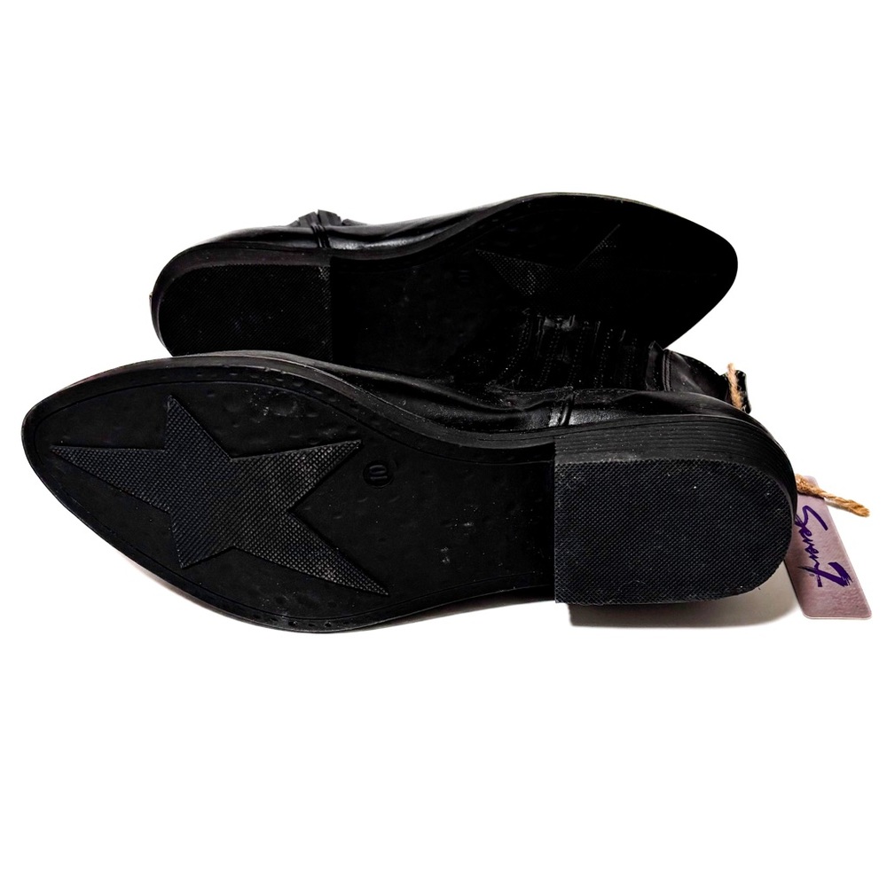 NEW - Western Style Chelsea Metallics Star-Embellished Black Ankle Boots Booties - Picture 3 of 5